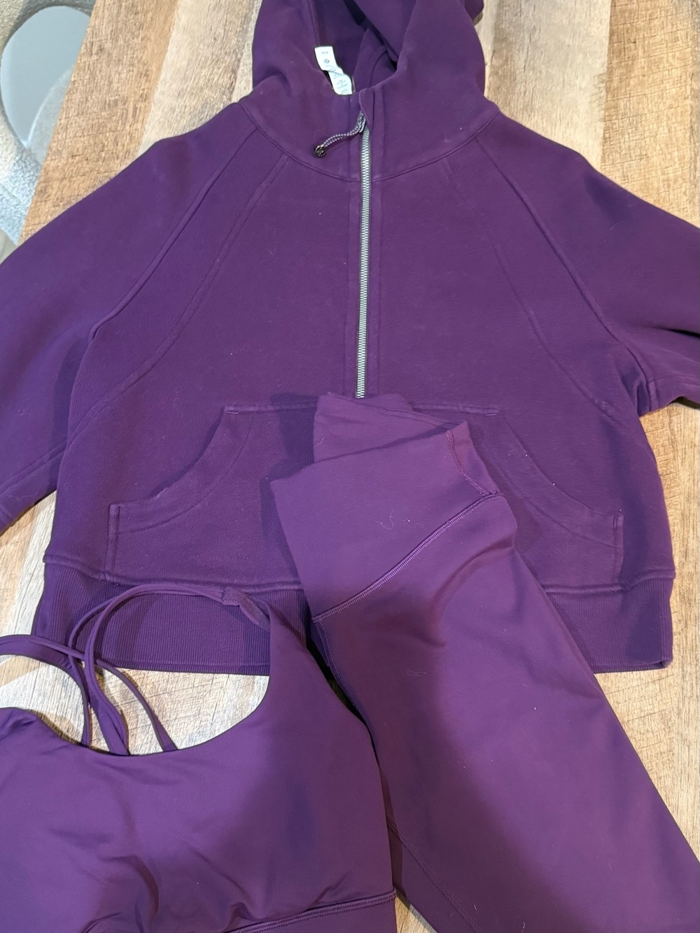 lululemon athletica Kids Deep Purple Hoodie, Leggings & Sports Bra Set - Picture 2 of 8
